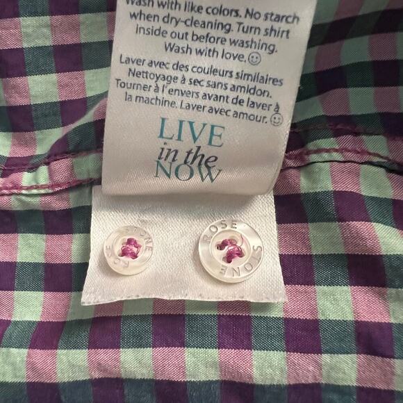 Stone Rose men lavender green plaid button front long sleeve preppy casual shirt - Picture 7 of 9